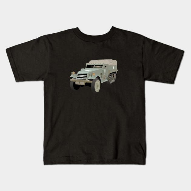 M3 American WW2 Half-track Kids T-Shirt by NorseTech